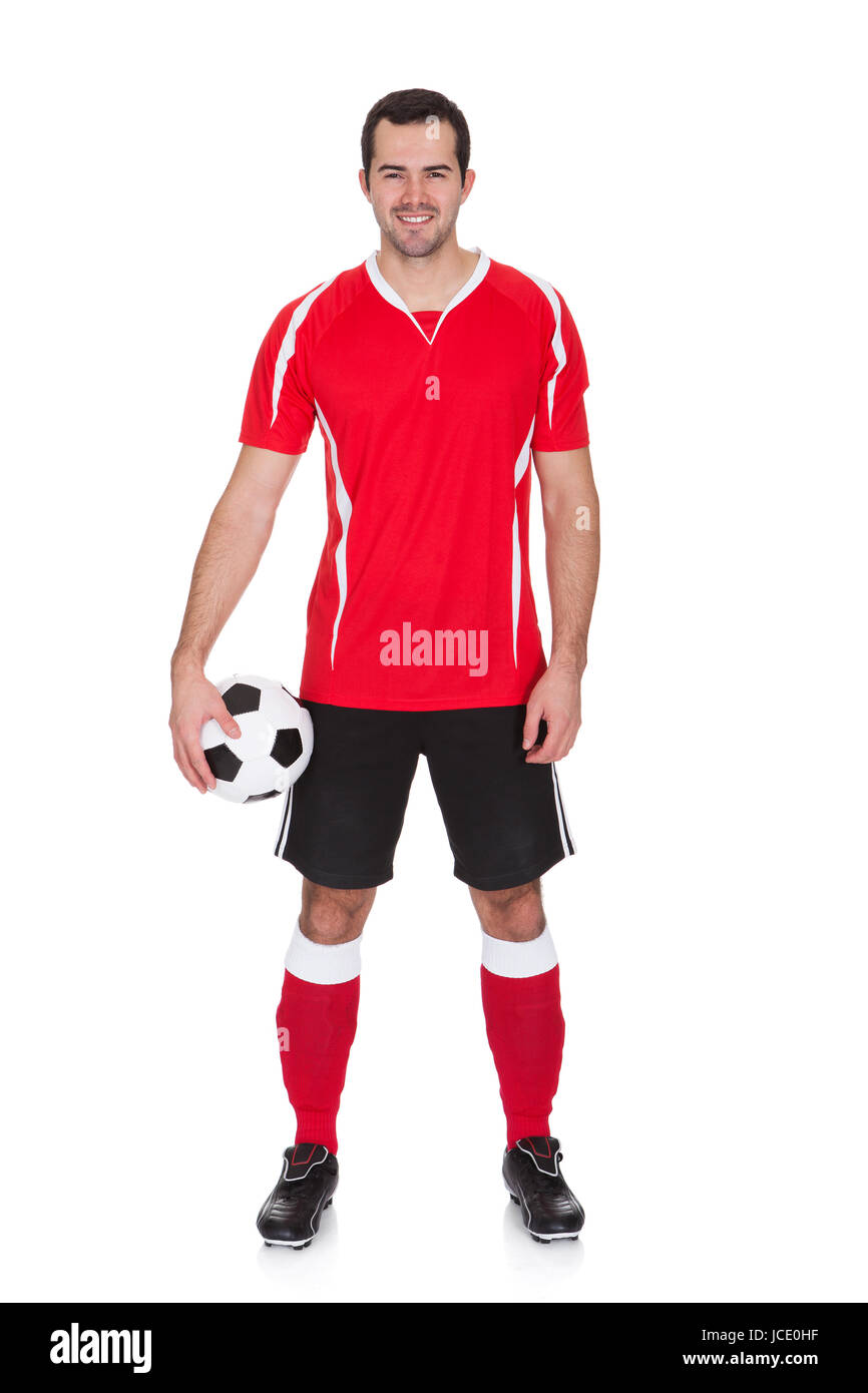 Portrait of professional soccer player. Isolated on white Stock Photo Alamy