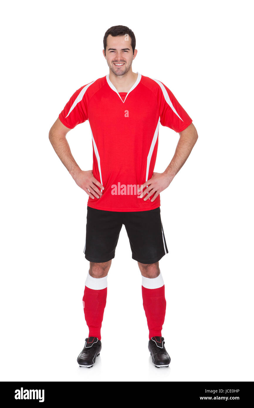 Portrait of professional soccer player. Isolated on white Stock Photo Alamy