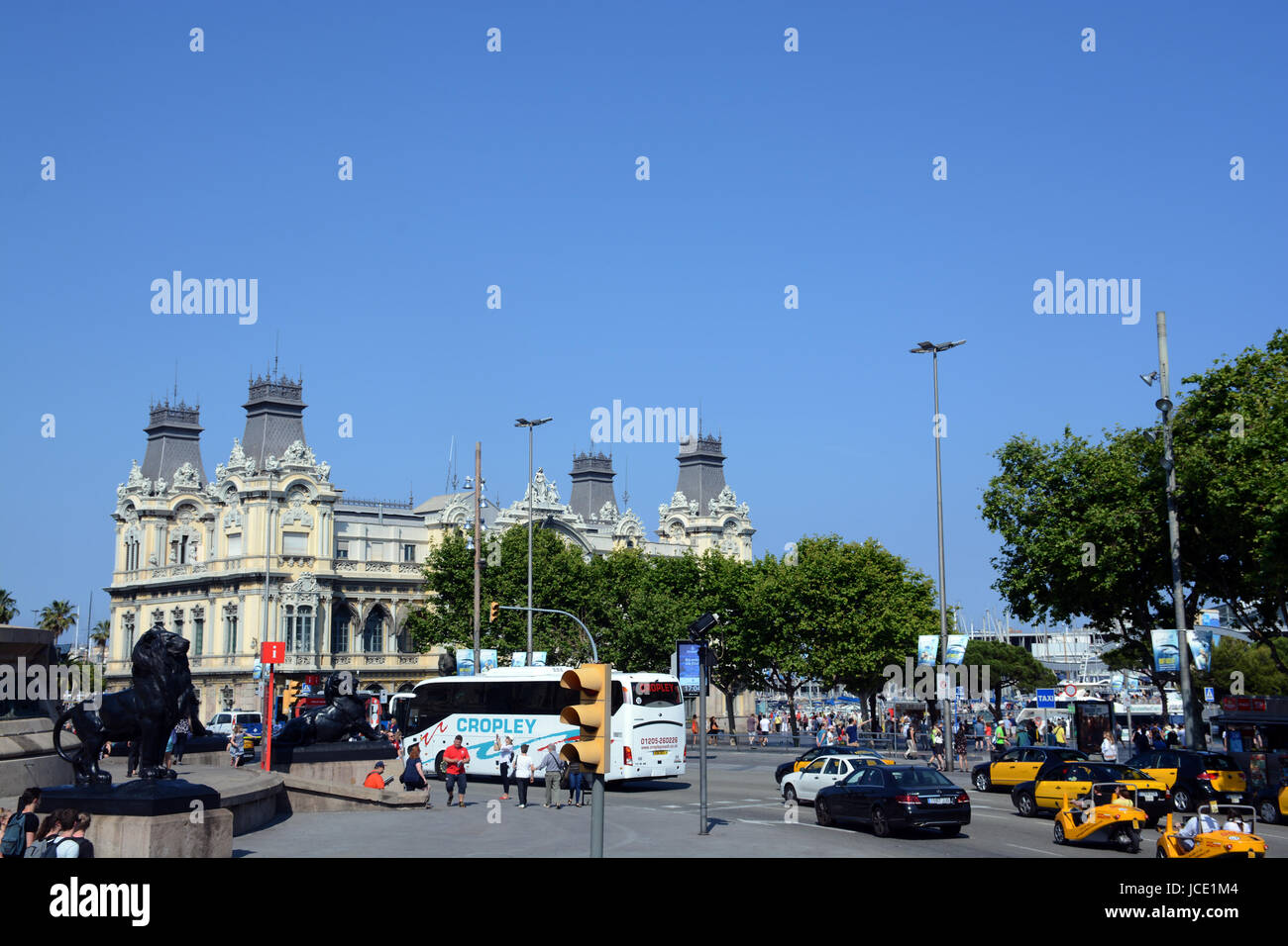 The Port of Barcelona Building, Plaça del Portal de la Pau, Passeig de Colom, Port Vell Barcelona, Spain Stock Photo