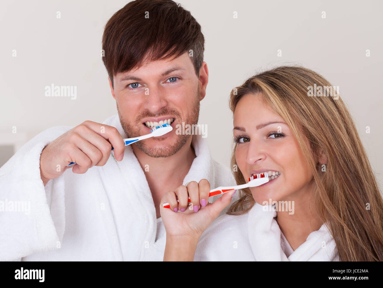 They brushed teeth together before taking shower Stock Photo Alamy