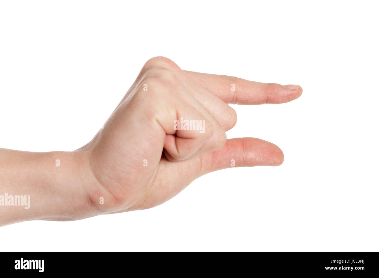 hand showing small size isolated on white background Stock Photo - Alamy