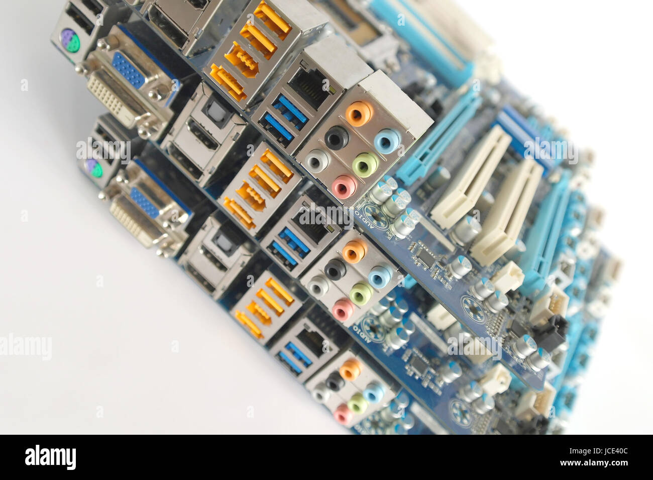 Fragment of three computer main boards. Shallow DOF Stock Photo - Alamy