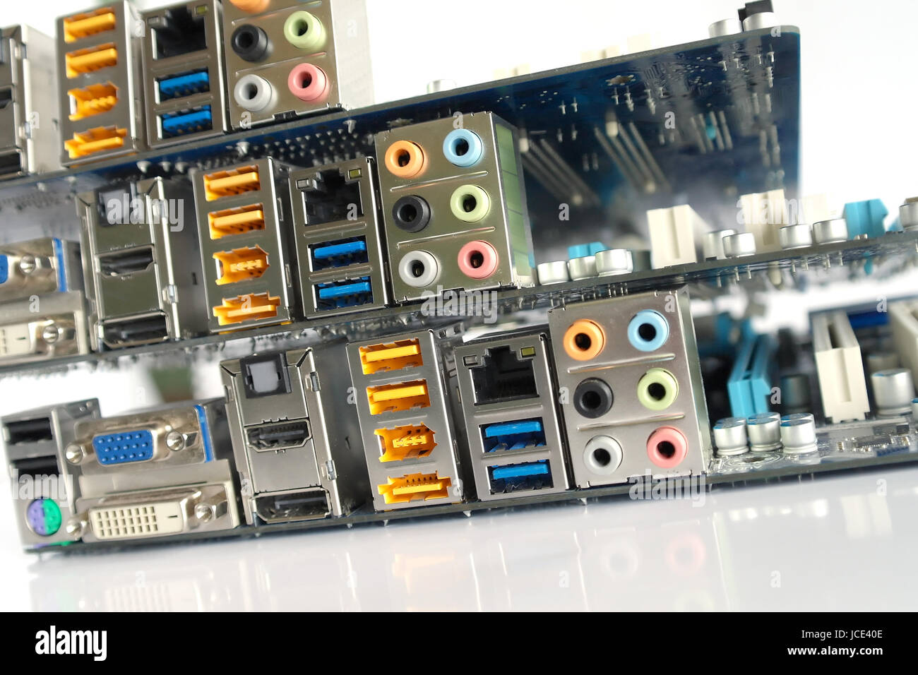 Back side of three computer main boards. Shallow DOF Stock Photo - Alamy