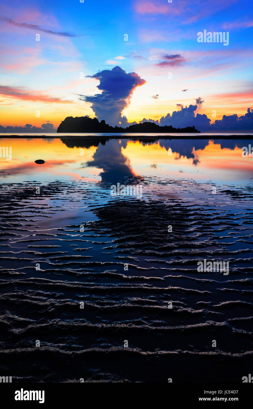 Sunrise at Hat Sai Ri beach front Ko Maphrao island in Chumphon Province of Thailand Stock Photo