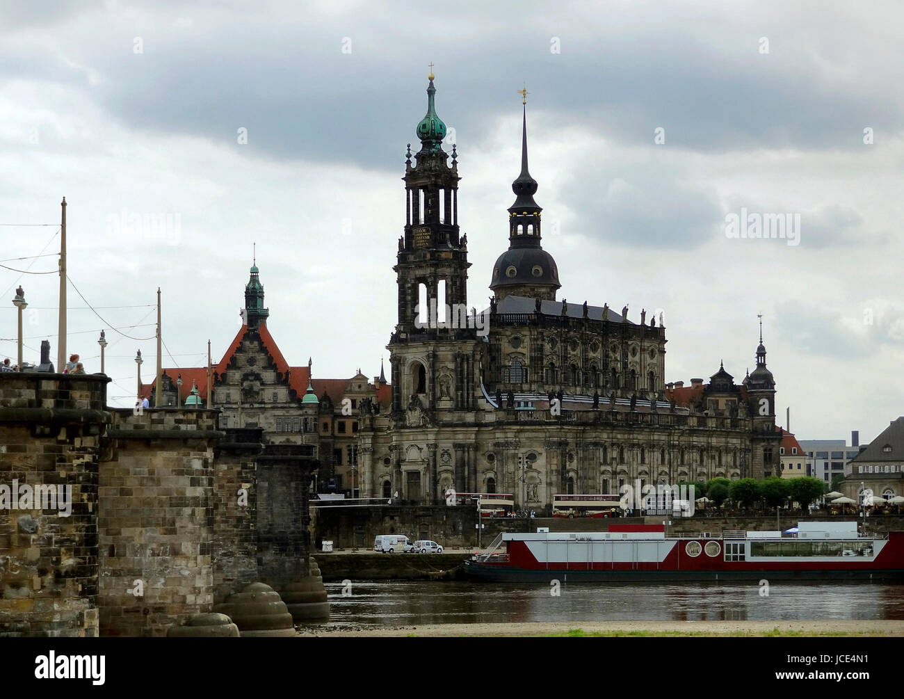 Waterside Scenery Of A City Named Dresden In Saxony Germany Stock