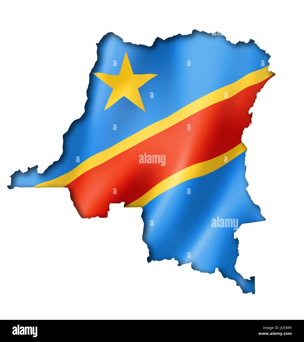 Democratic Republic of the Congo flag map, three dimensional render, isolated on white Stock Photo