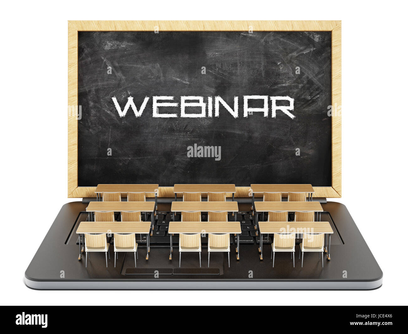 Webinar word on the blackboard as laptop screen. 3D illustration Stock ...