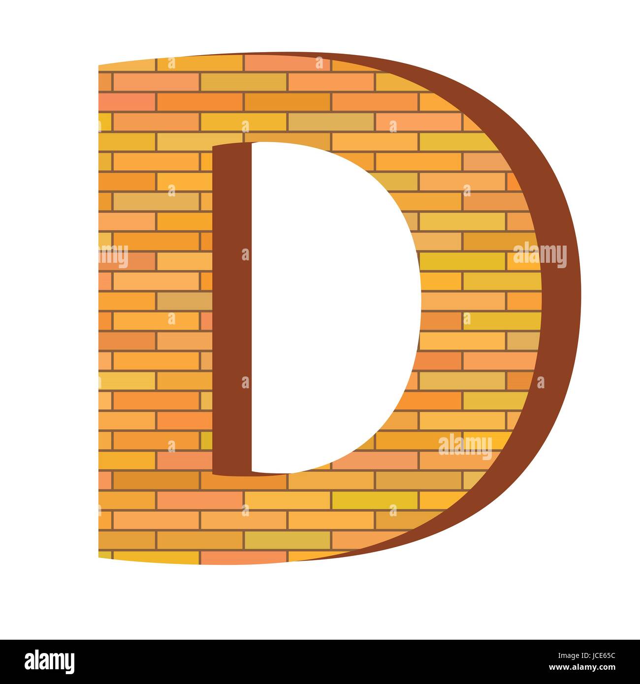 colorful illustration with brick letter A on a white background Stock