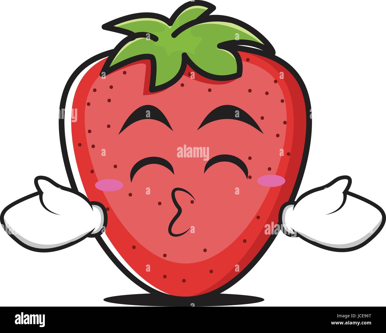 Kissing closed eyes strawberry character Stock Vector