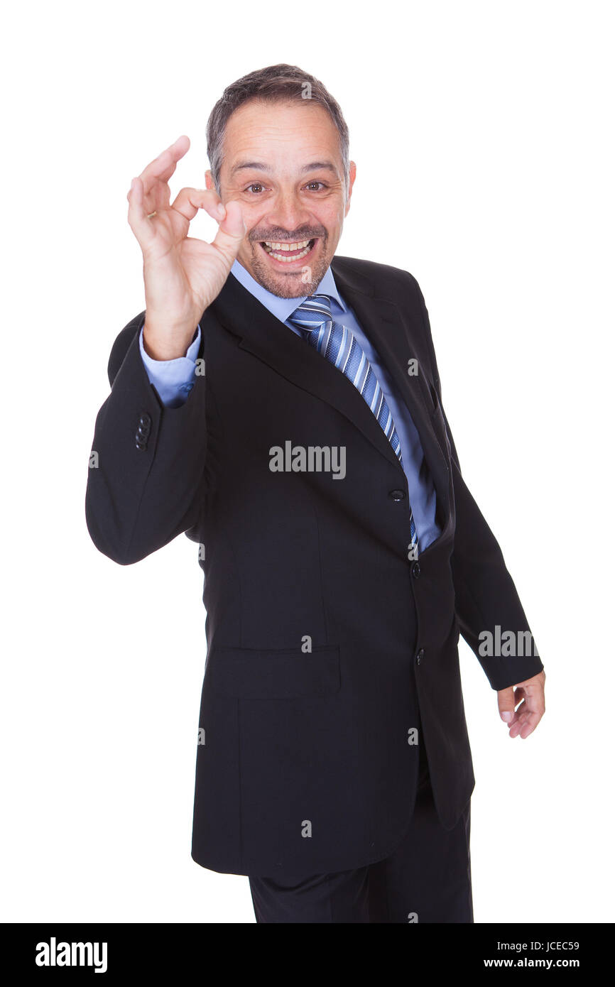 Happy Businessman With Thumbs Up Isolated On White Background Stock ...