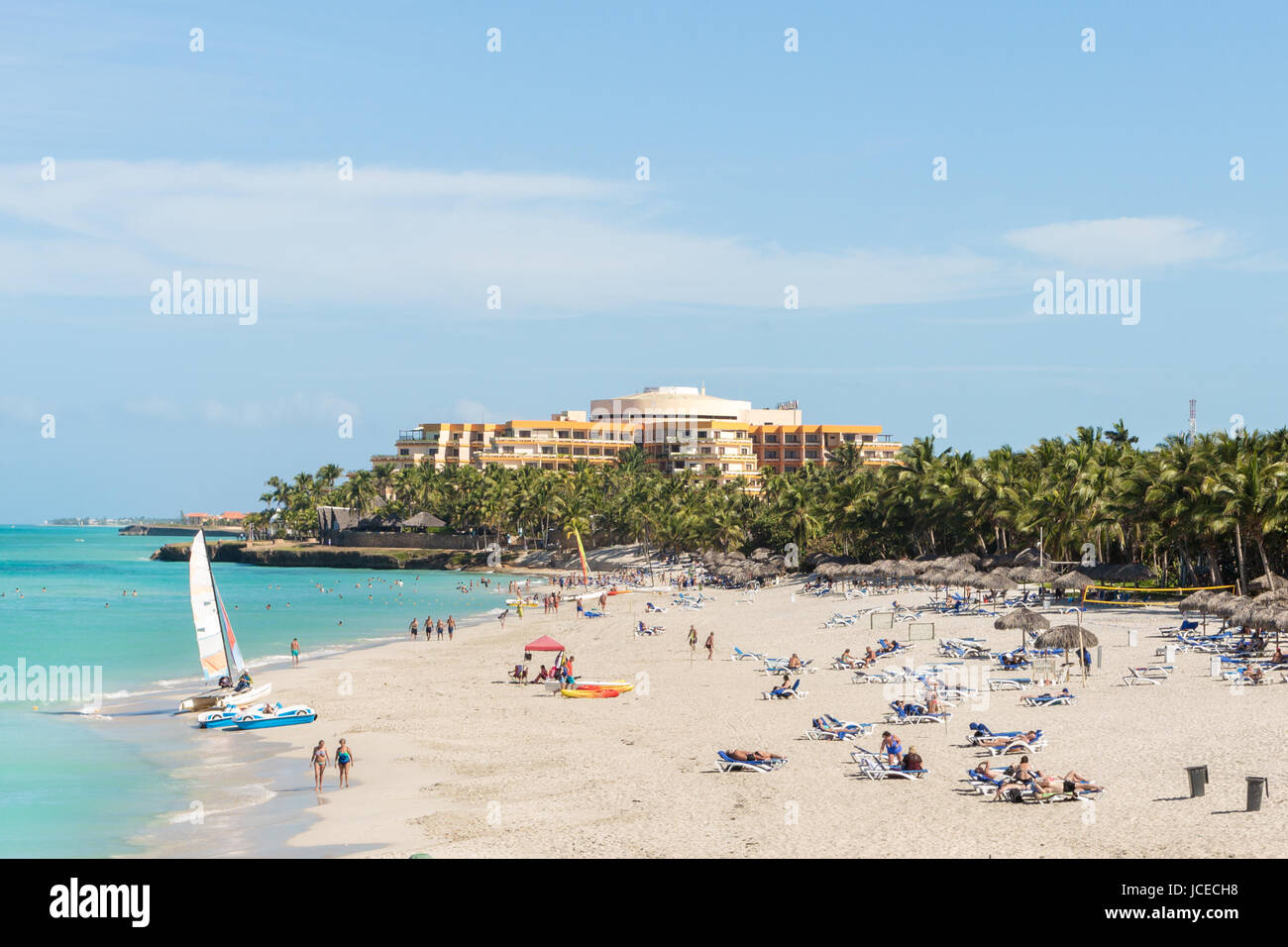Tourists enjoying the beach of Varadero Stock Photo