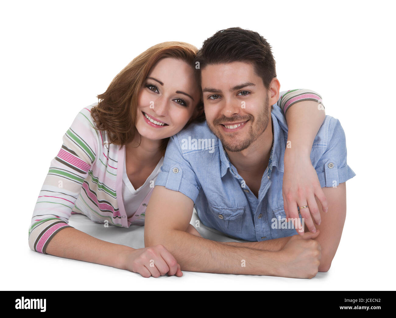 Portrait Of Happy Young Couple Isolated Over White Background Stock ...