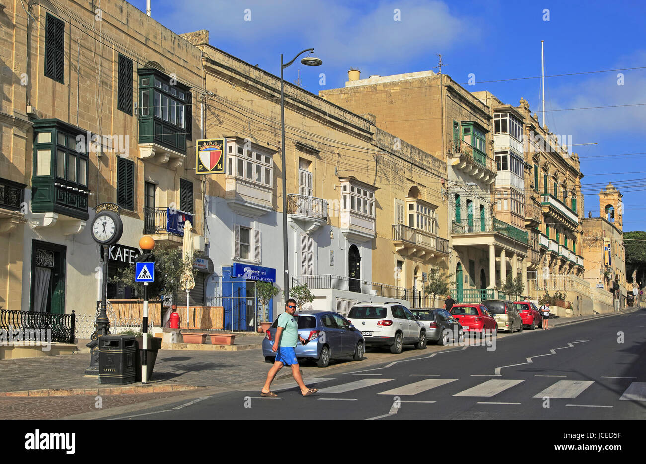 Victoria Rabat Streets Historic buildings with balconies, town of Victoria Rabat, island of ...