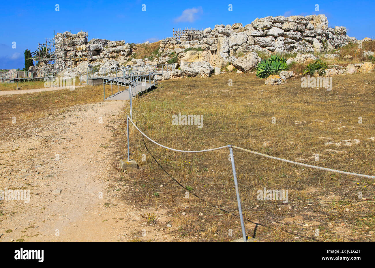 Ggantija neolithic megalithic 5500 years old prehistoric temple complex site Gozo, Malta Stock Photo