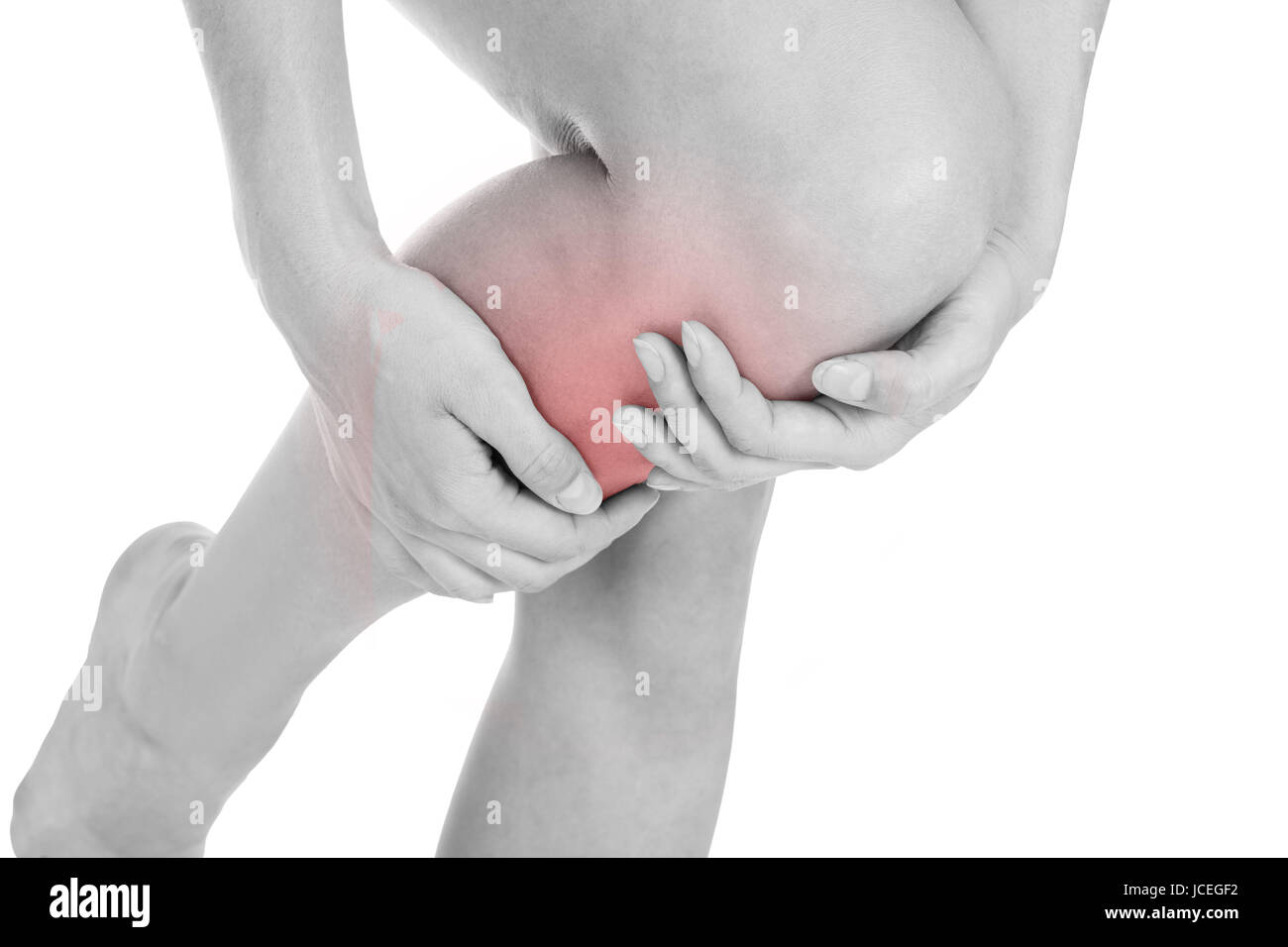 Leg Small Injury Close up of woman leg injury isolated on white background Stock Photo ...