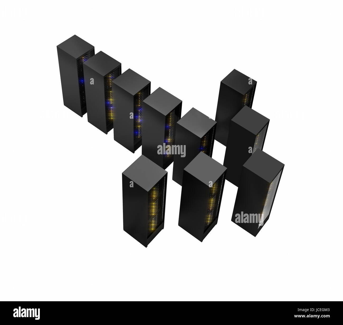 Several rows of server racks. Isolated on white background Stock Photo Alamy