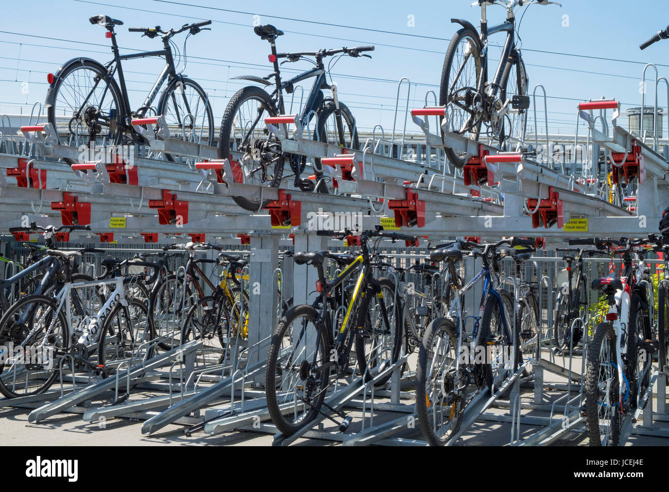 Bike cycle hub secure parking located at Ashford train station, uk