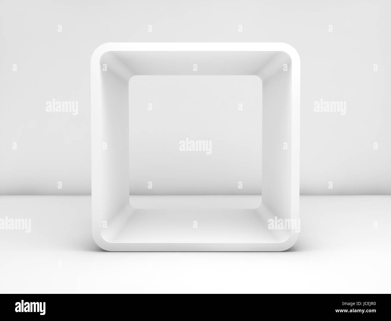 Abstract white empty interior, contemporary design. Room with chamfer box frame. 3d illustration Stock Photo