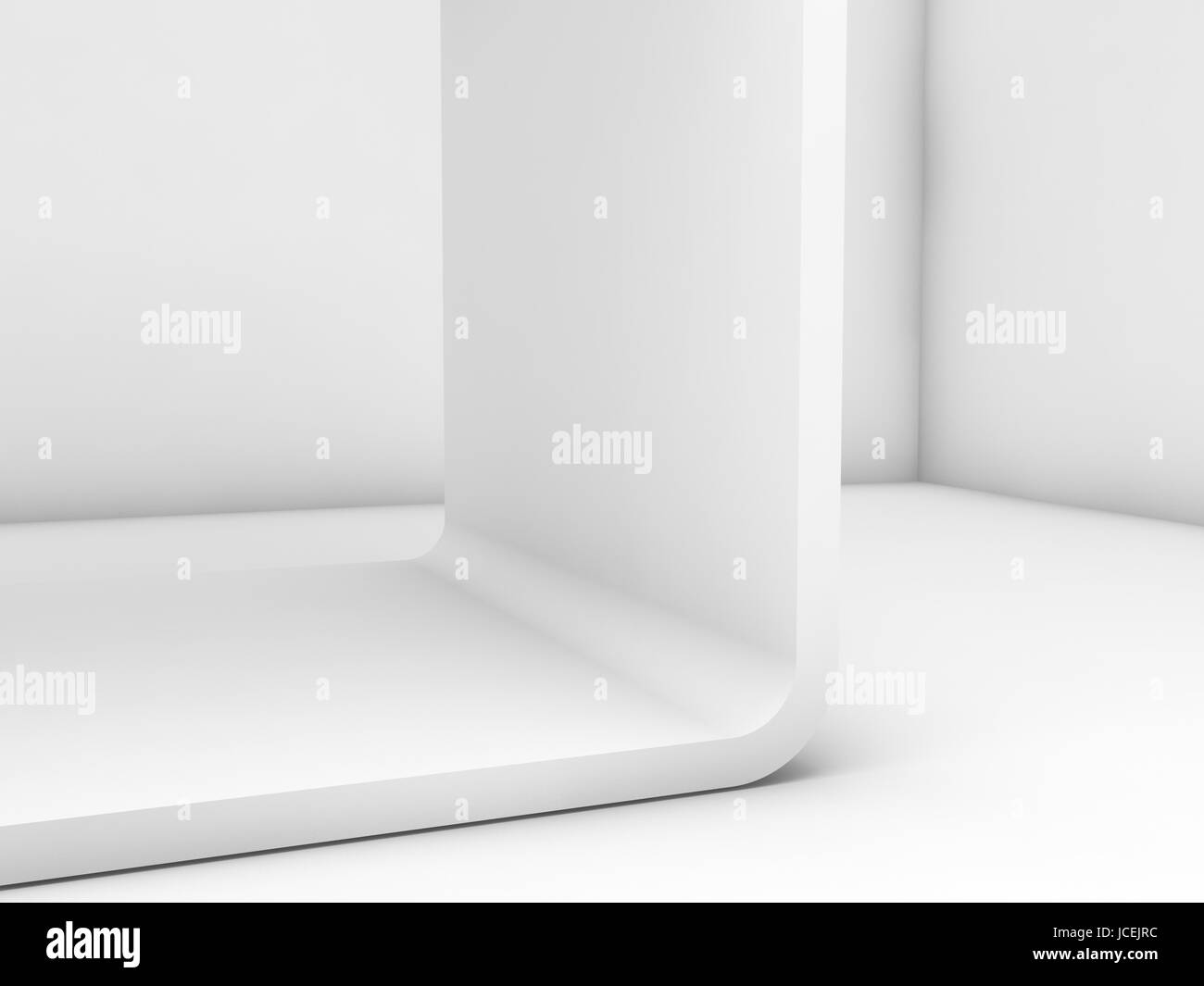 Abstract white empty interior, contemporary design of a room with chamfer installation. 3d render Stock Photo