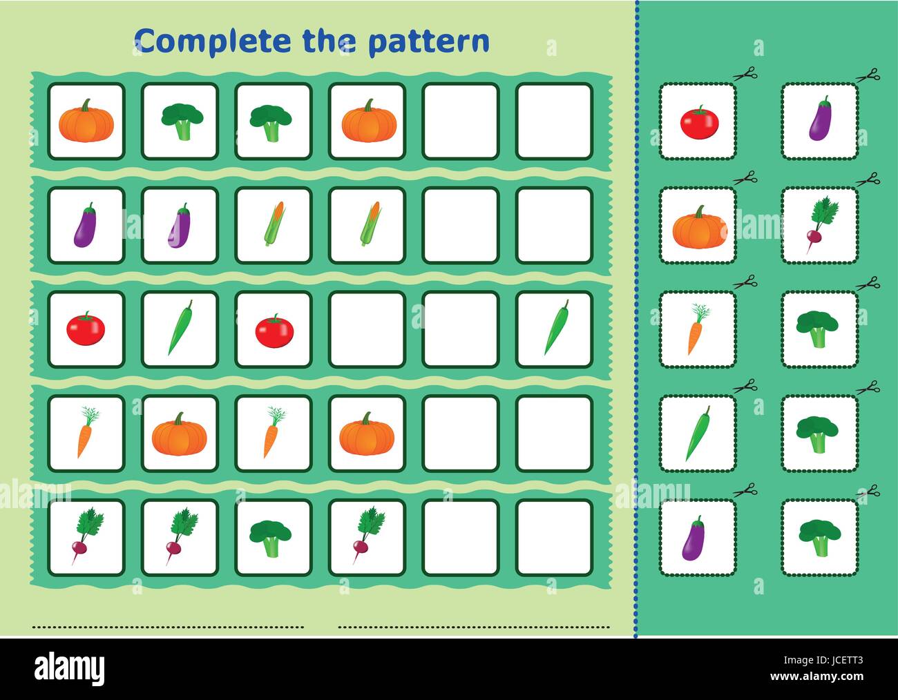 Complete the pattern worksheet for kids stock vector image art alamy