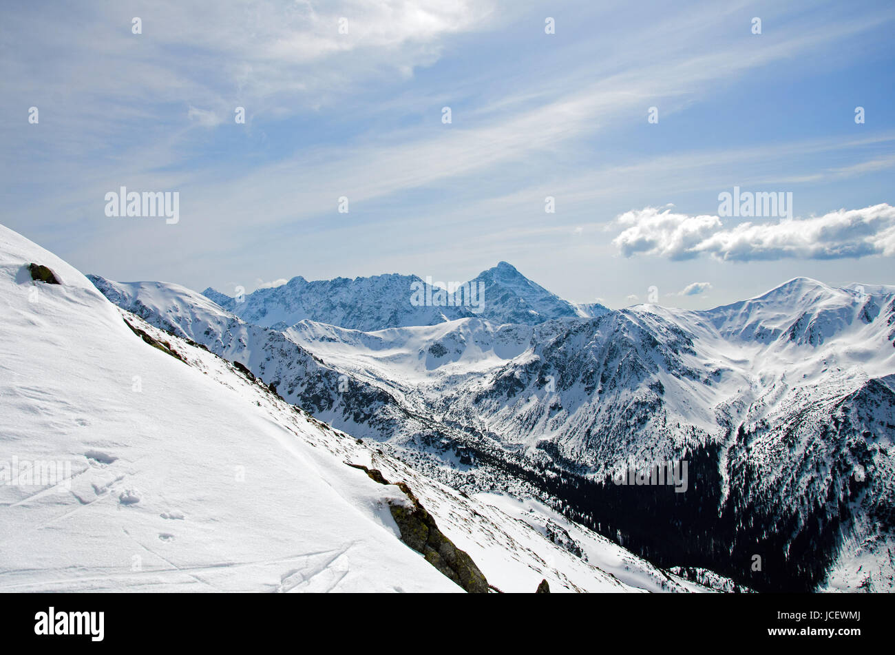 pictures of mountains in the winter scenery Stock Photo - Alamy