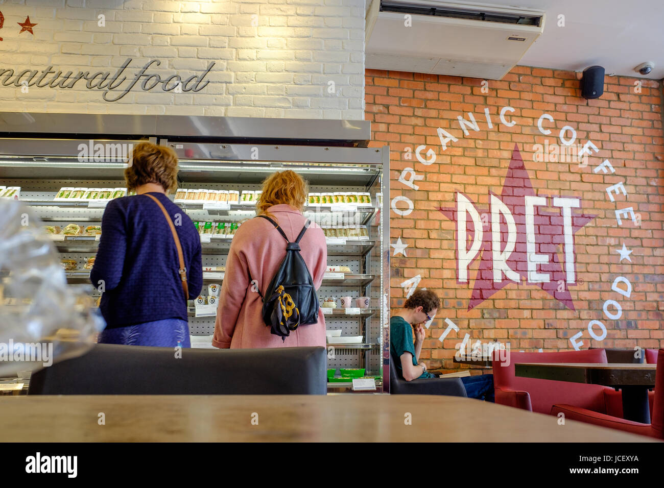 Inside the Pret a Manger cafe at Cambridge, England. Stock Photo