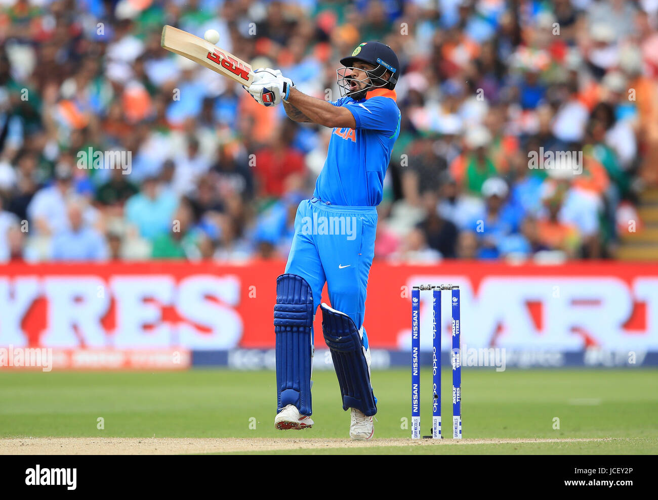 India's Shikhar Dhawan in action during the ICC Champions Trophy, semi