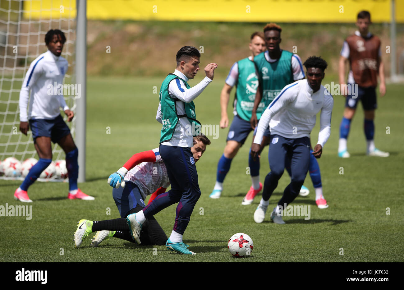 England U21's Jack Grealish during the training session at the Kolporter Arena in Kielce, Poland. PRESS ASSOCIATION Photo. Picture date: Thursday June 15, 2017. See PA story SOCCER England U21. Photo credit should read: Nick Potts/PA Wire. . Stock Photo