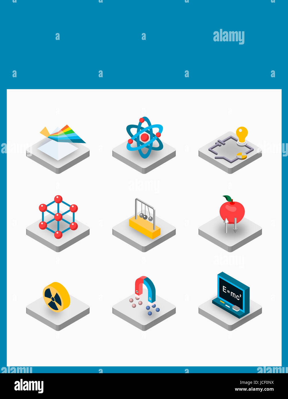 Set of various icons related to physics Stock Photo - Alamy