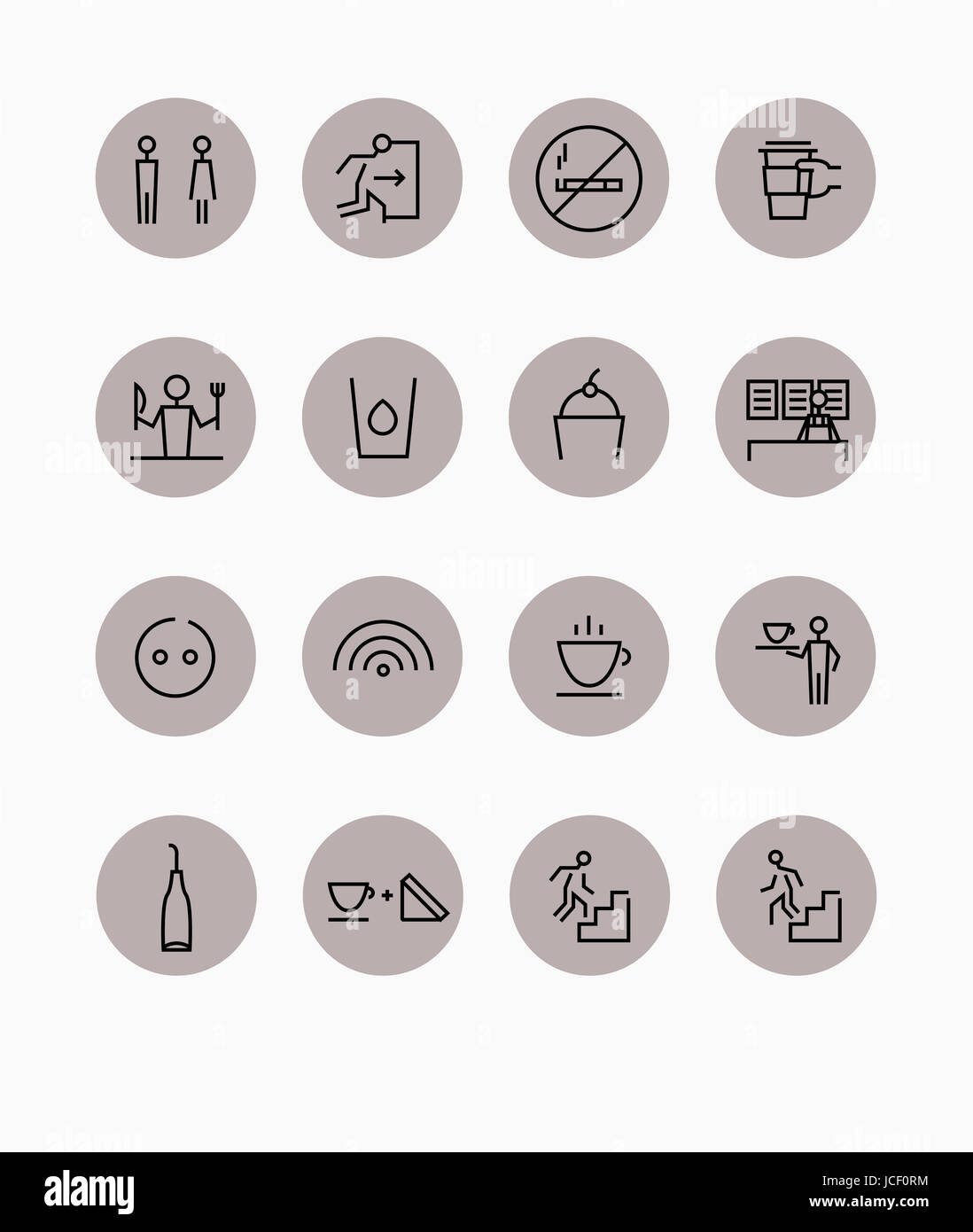 Set of pictogram icons related to cafe Stock Photo