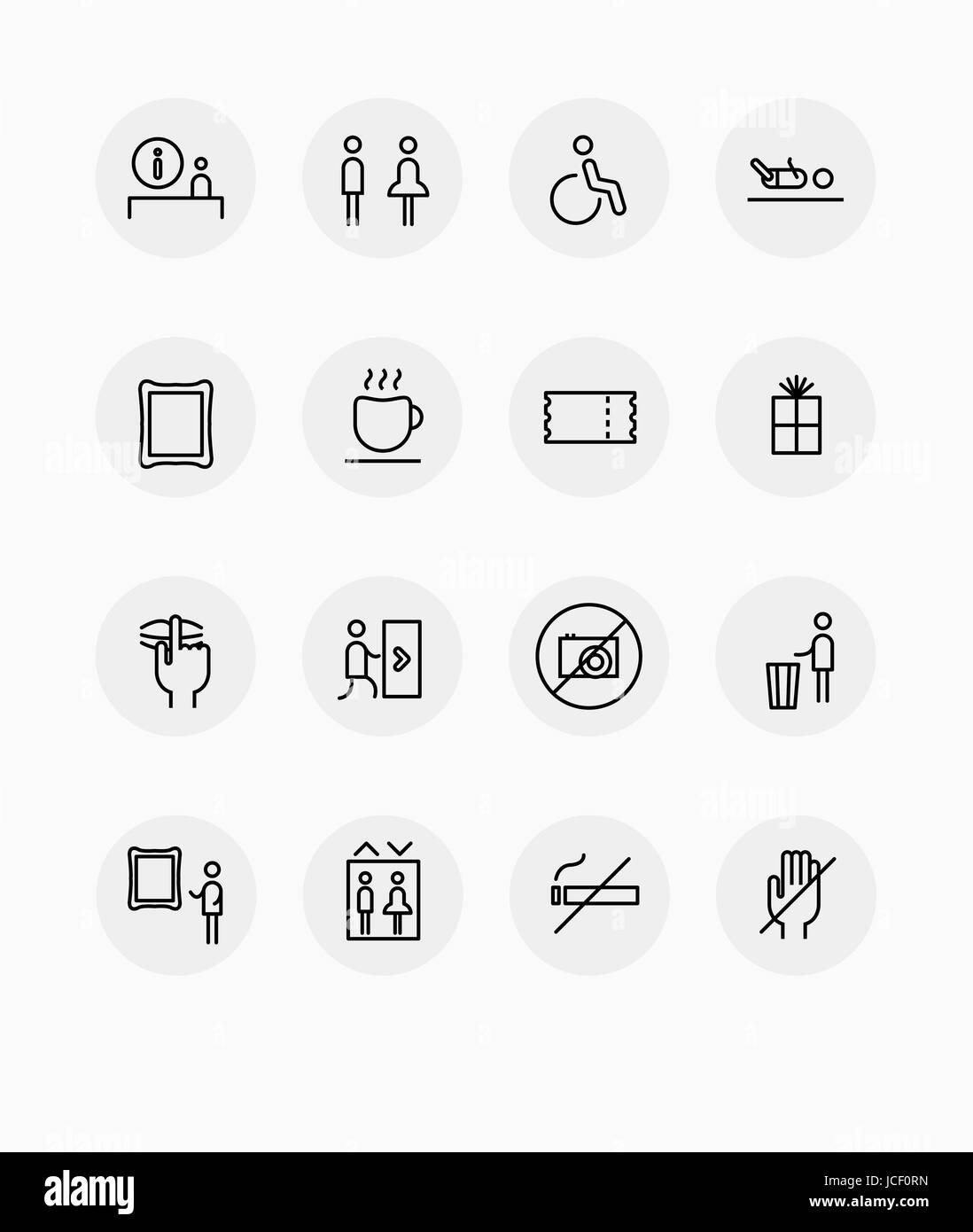 Set of pictogram icons related to museum Stock Photo