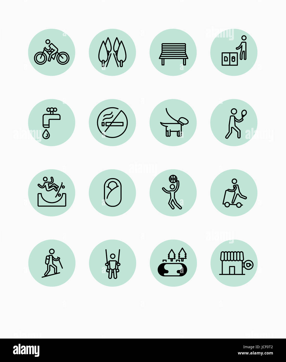 Set of pictogram icons related to park Stock Photo