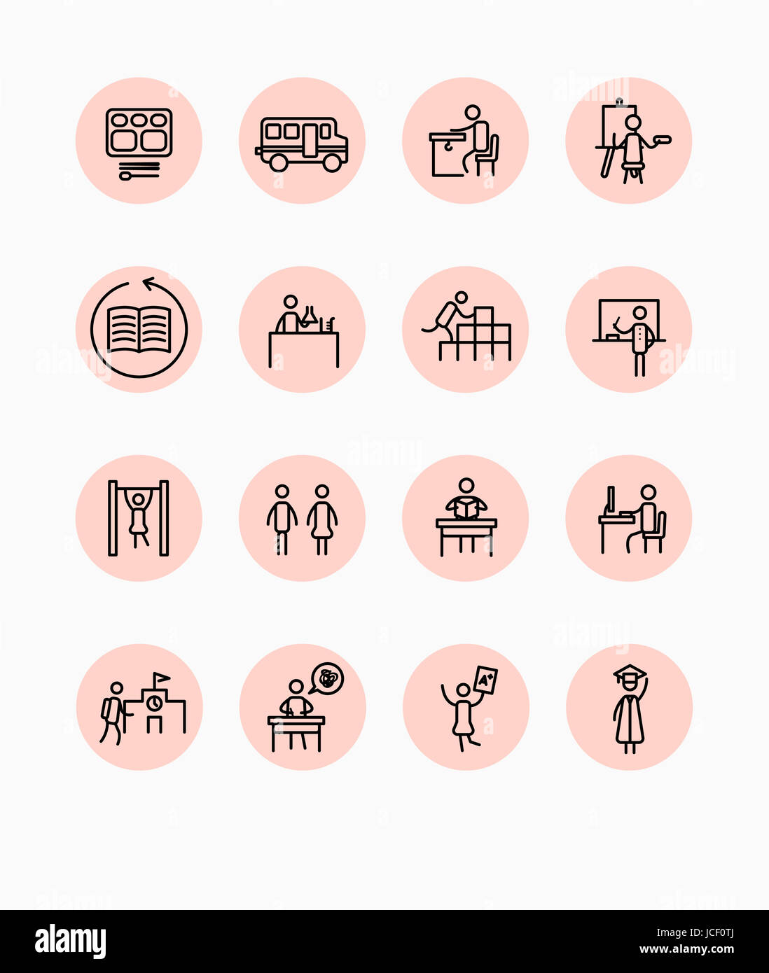 Set of pictogram icons related to school Stock Photo - Alamy