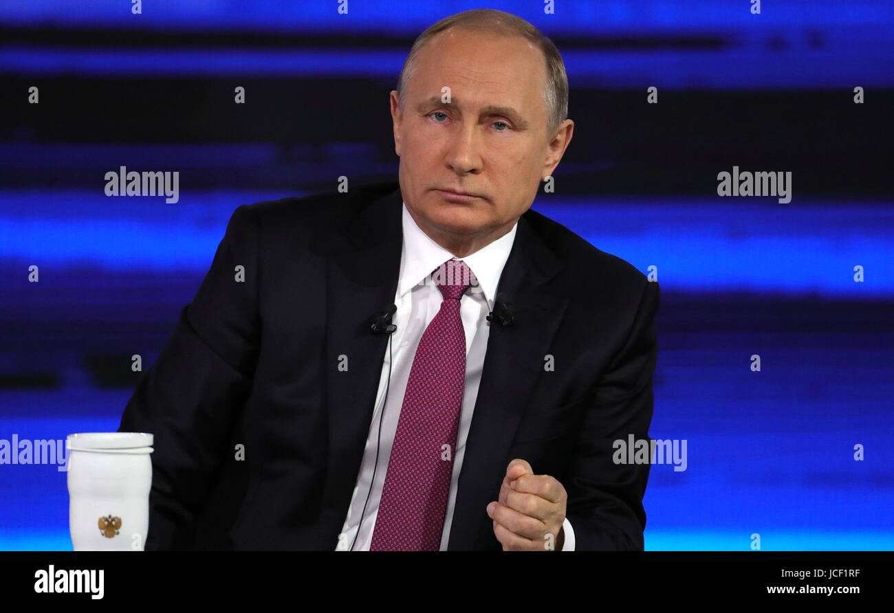 Putin Questions Russian President Vladimir Putin listens to a questions during his ...