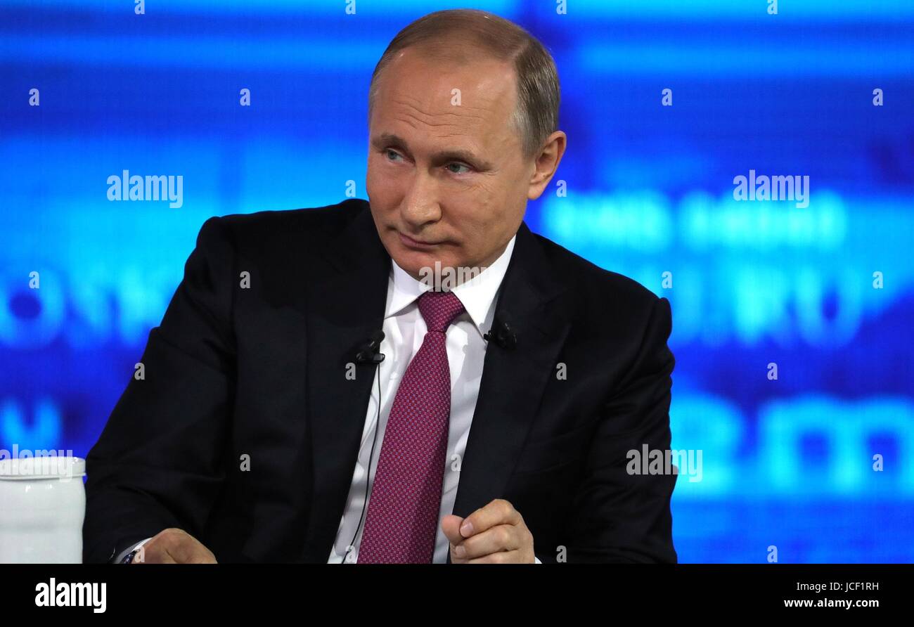 Putin Questions Russian President Vladimir Putin listens to a questions during his ...
