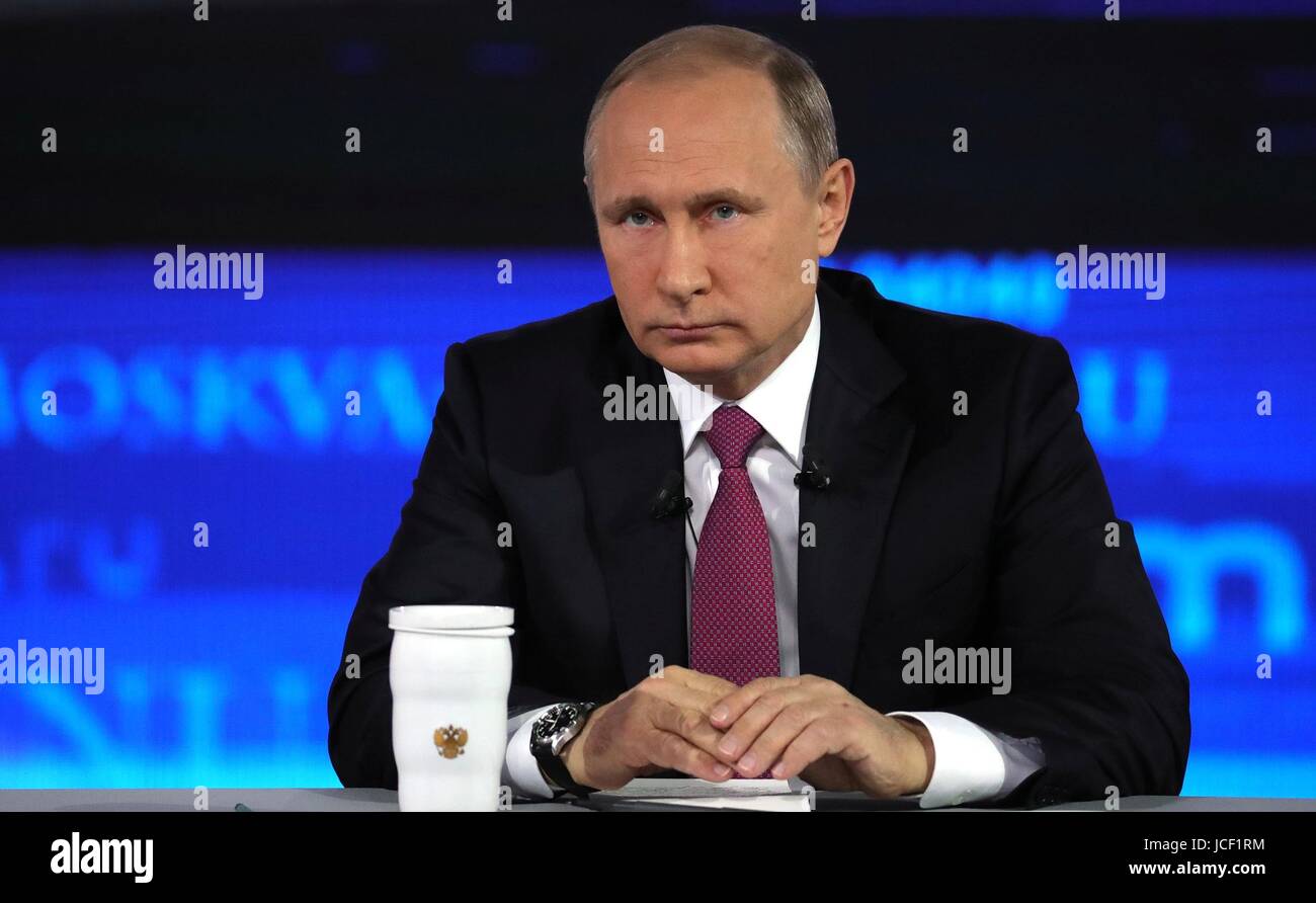 Putin Questions Russian President Vladimir Putin listens to a questions during his ...