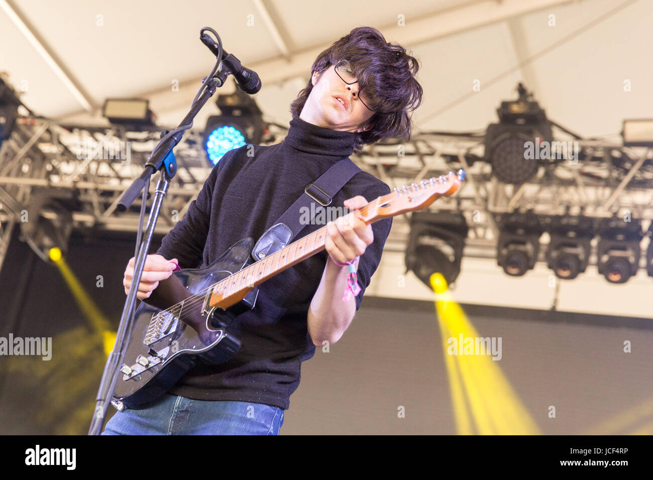 Manchester, Tennessee, USA. 9th June, 2017. WILL TOLEDO of Car Seat Headrest during Bonnaroo Music and Arts Festival at Great Stage Park in Manchester, Tennessee Credit: Daniel DeSlover/ZUMA Wire/Alamy Live News Stock Photo