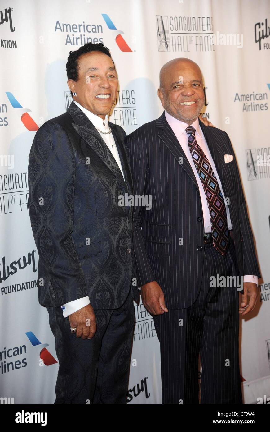 New York, NY, USA. 15th June, 2017. Smokey Robinson, Berry Gordy Jr at arrivals for Songwriters Hall Of Fame 2017 48th Annual Induction And Awards Gala, New York Marriott Marquis, New York, NY June 15, 2017. Credit: Kristin Callahan/Everett Collection/Alamy Live News Stock Photo