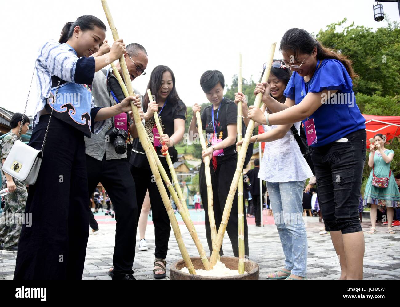 June 15, 2017 - China - Guizhou, CHINA-June 15 2017: (EDITORIAL USE ONLY. CHINA OUT) ..People of Buyi ethnic minority group show traditional culture in Fuyao Village, southwest China's Guizhou Province, June 9th,2017. (Credit Image: © SIPA Asia via ZUMA Wire) Stock Photo