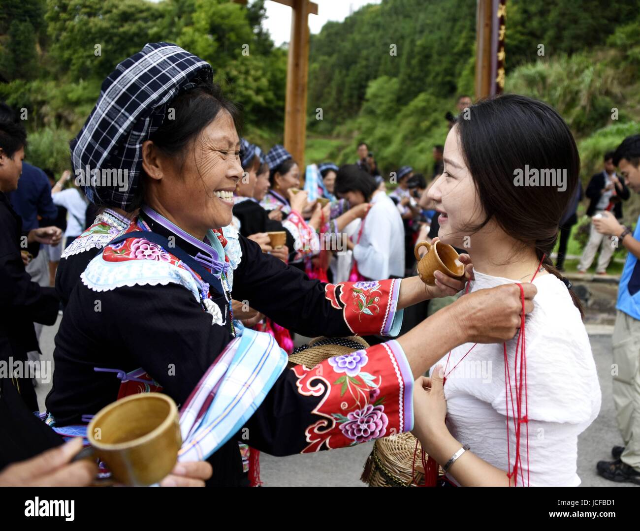June 15, 2017 - China - Guizhou, CHINA-June 15 2017: (EDITORIAL USE ONLY. CHINA OUT) ..People of Buyi ethnic minority group show traditional culture in Fuyao Village, southwest China's Guizhou Province, June 9th,2017. (Credit Image: © SIPA Asia via ZUMA Wire) Stock Photo