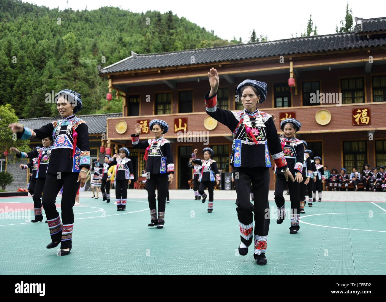 June 15, 2017 - China - Guizhou, CHINA-June 15 2017: (EDITORIAL USE ONLY. CHINA OUT) ..People of Buyi ethnic minority group show traditional culture in Fuyao Village, southwest China's Guizhou Province, June 9th,2017. (Credit Image: © SIPA Asia via ZUMA Wire) Stock Photo