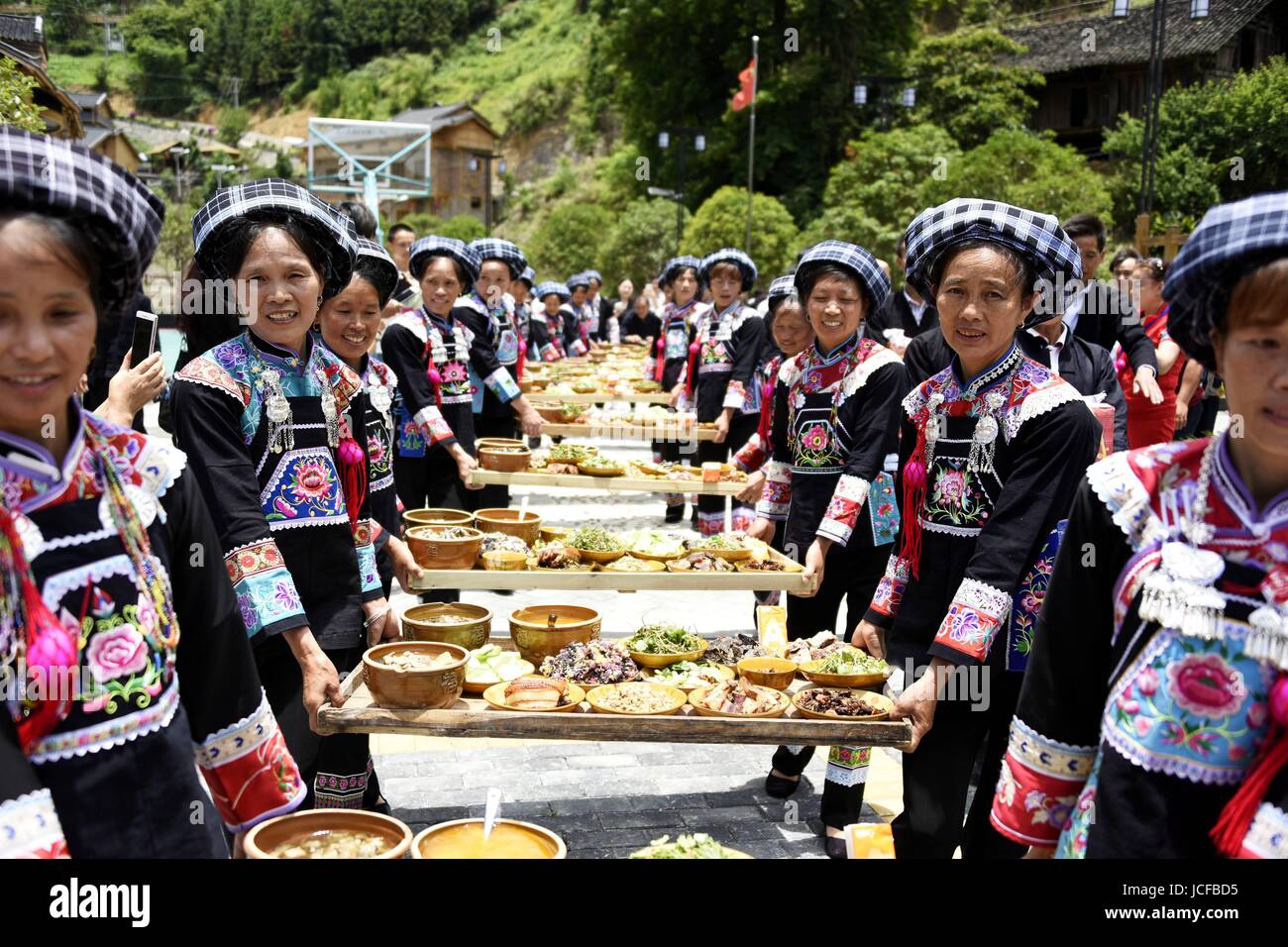 June 15, 2017 - China - Guizhou, CHINA-June 15 2017: (EDITORIAL USE ONLY. CHINA OUT) ..People of Buyi ethnic minority group show traditional culture in Fuyao Village, southwest China's Guizhou Province, June 9th,2017. (Credit Image: © SIPA Asia via ZUMA Wire) Stock Photo