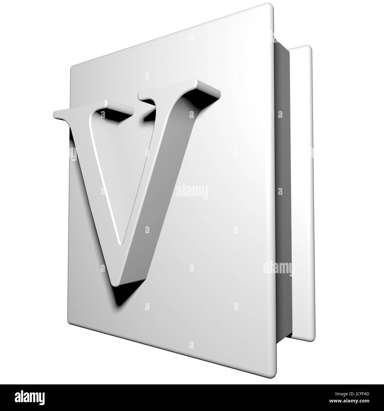 Book with letter V on the cover, 3d render Stock Photo - Alamy
