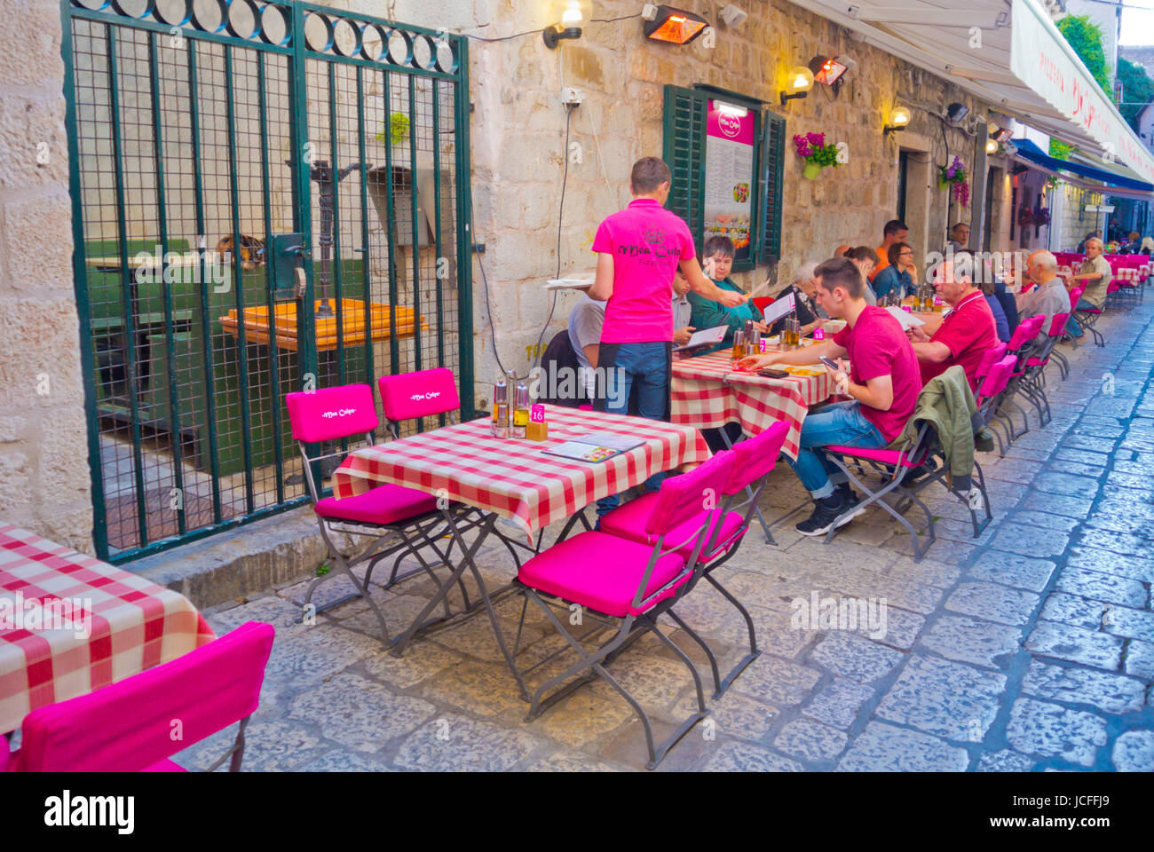 Mea Culpa restaurant, za Rokom street, old town, Dubrovnik, Croatia Stock Photo
