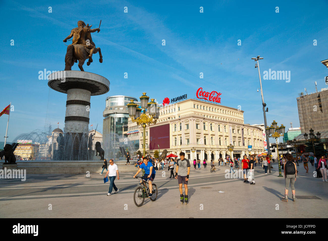 Plostad Makedonija, Macedonia square, Skopje, Macedonia Stock Photo