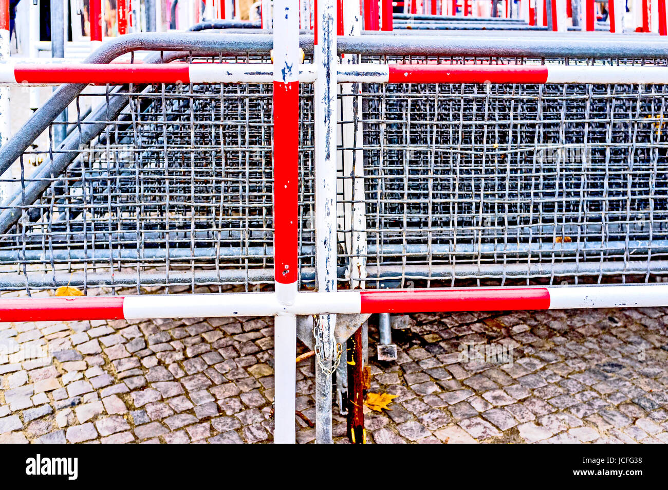 Crowd control barriers, absperrgitter Stock Photo