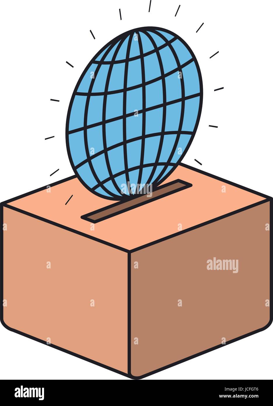colorful silhouette flat globe earth world chart depositing in a carton ...