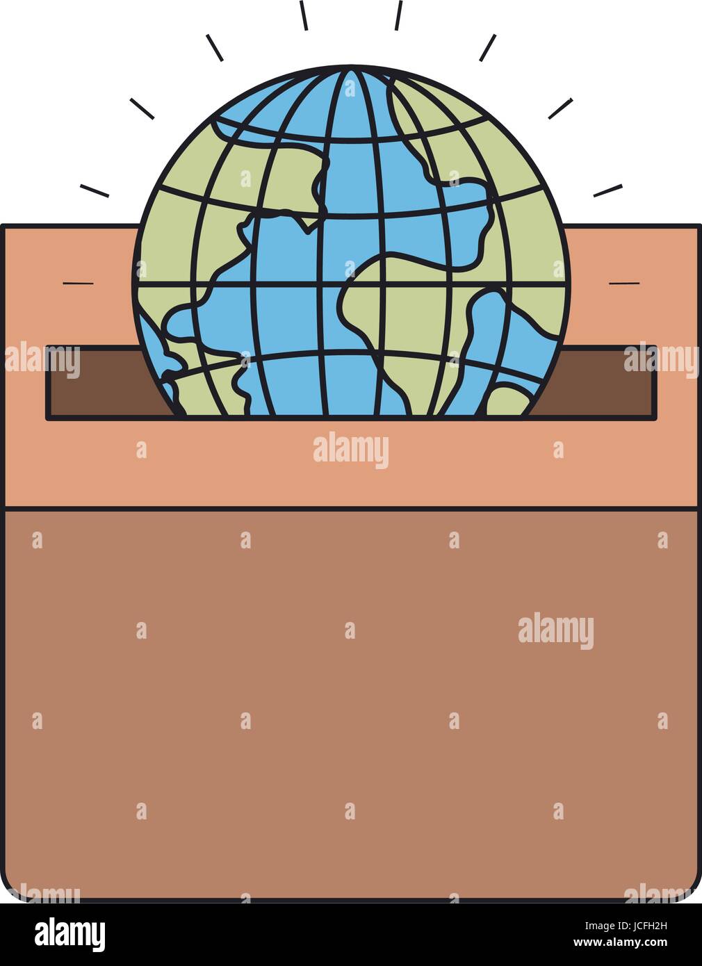 colorful silhouette front view flat globe earth world depositing in a ...