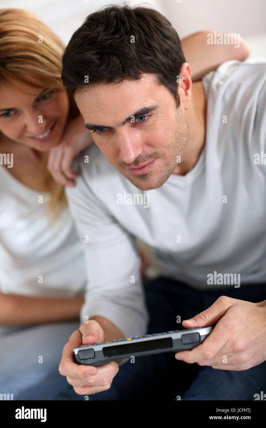 Old couple playing video games hi-res stock photography and images - Alamy