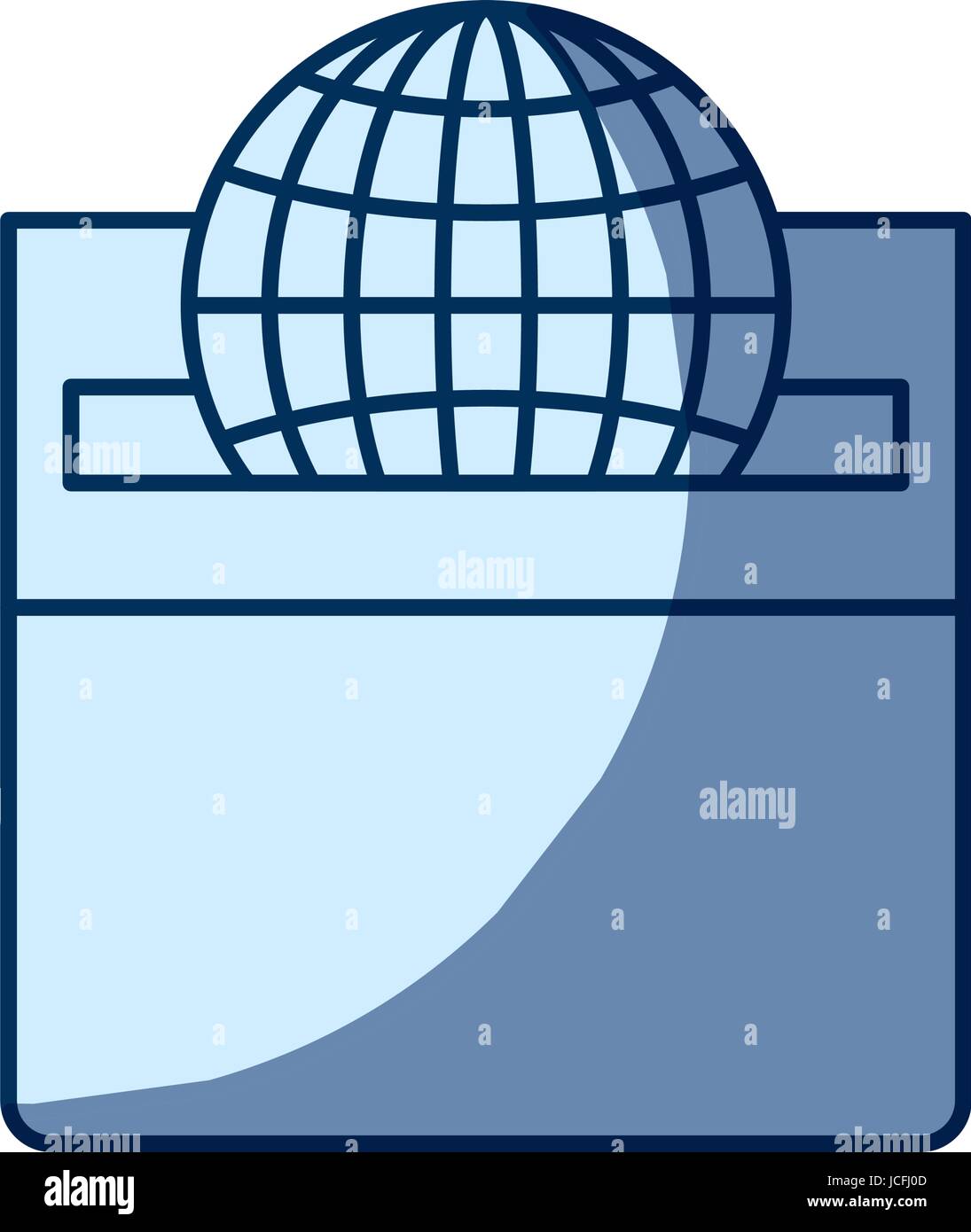 blue color silhouette shading of front view flat globe earth world ...
